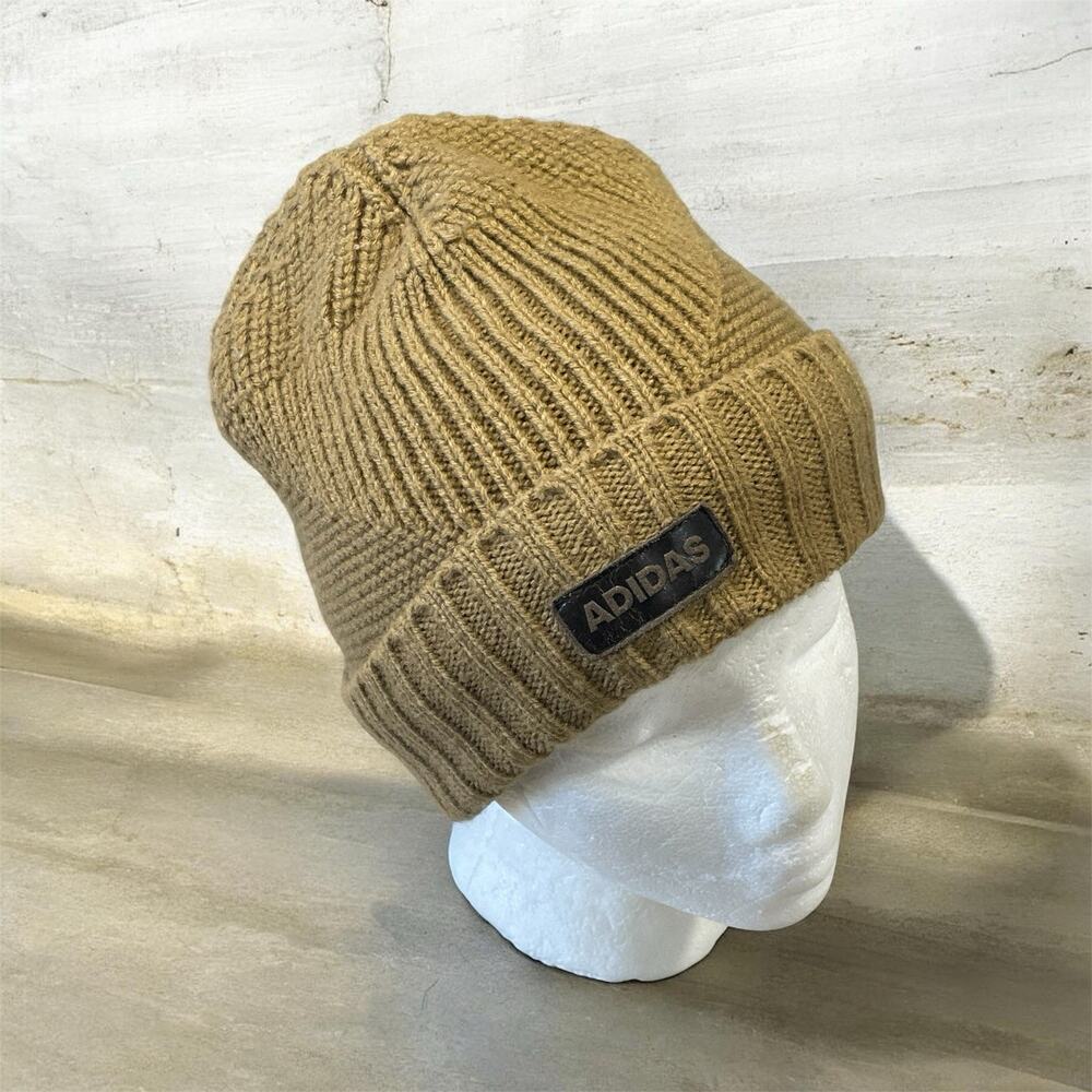 Adidas Beanie Men’s Brown Ribbed Knit Cuff Winter Sport Casual